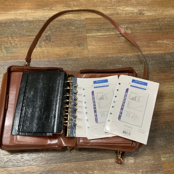 Vintage Franklin Quest 7 Ring Woven Leather Crossbody Planner 11” X 9” - Picture 9 of 13